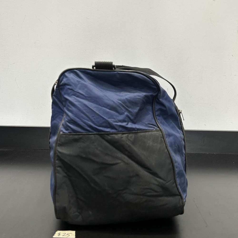 Vintage Nike Blue Black Duffel Bag Soft Case Gym Travel Men Nylon Sports Weekend - Picture 6 of 15